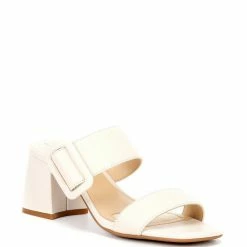 Best Sale 🌟 Alex Marie AlayneTwo Buckle Detail Block Heel 🩴 Sandals Cloud White 😀
