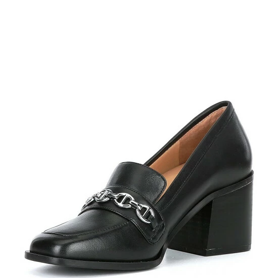 Promo ⌛ Alex Marie Farin Leather Chain Hardware Loafer Pumps Black 👍 - Image 4