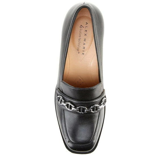 Promo ⌛ Alex Marie Farin Leather Chain Hardware Loafer Pumps Black 👍 - Image 5