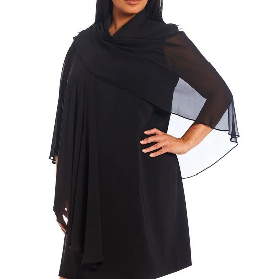 Budget โ Alex Marie Plus Size Marilyn Chiffon Shawl Black ๐