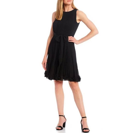 Cheap 🔔 Alex Marie Bethany Crew Neck Sleeveless Pleated Chiffon Self-Tie Sash 👗 Dress Black 🥰 1 Cheap 🔔 Alex Marie Bethany Crew Neck Sleeveless Pleated Chiffon Self-Tie Sash 👗 Dress Black 🥰