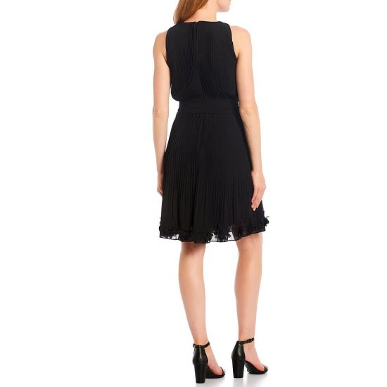 Cheap 🔔 Alex Marie Bethany Crew Neck Sleeveless Pleated Chiffon Self-Tie Sash 👗 Dress Black 🥰 2 Cheap 🔔 Alex Marie Bethany Crew Neck Sleeveless Pleated Chiffon Self-Tie Sash 👗 Dress Black 🥰 - Image 2