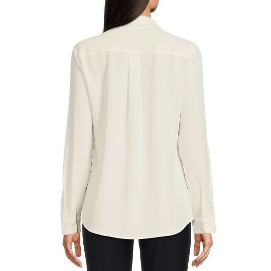 Best Sale ๐ Alex Marie Piper Lightweight Soft Crepe De Chine Point Collar Long Sleeve Button Front Blouse Ivory ๐ - Image 2