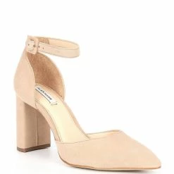 Wholesale ❤️ Alex Marie Genevie Suede 2 Piece Block Heel Pumps Black 🧨